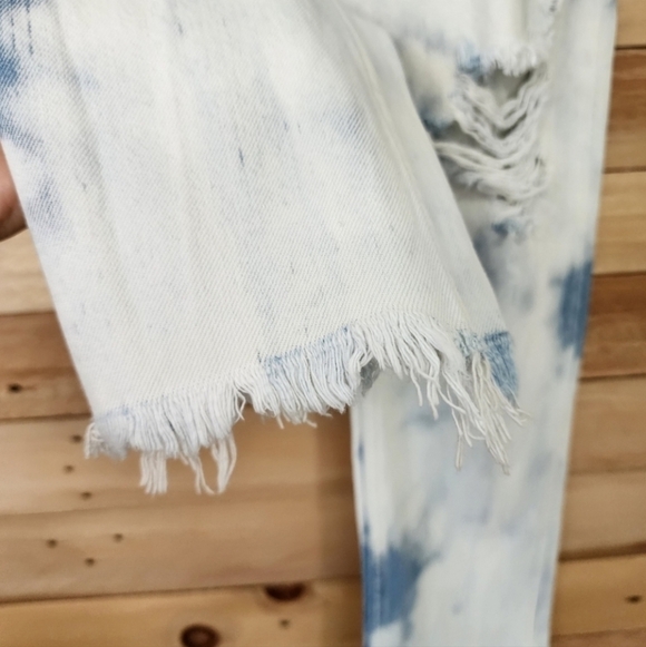 Alexander Wang Denim Cult Side Zip Bleach Out Jean High Rise Distressed Raw Hem - Picture 9 of 13